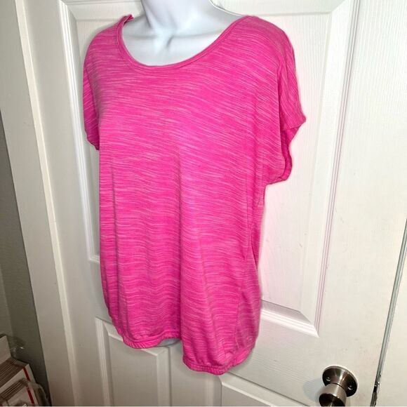 Tek Gear Athletic Short Sleeve Criss Cross Back Tee Workout Tshirt Hot Pink M - Picture 7 of 12